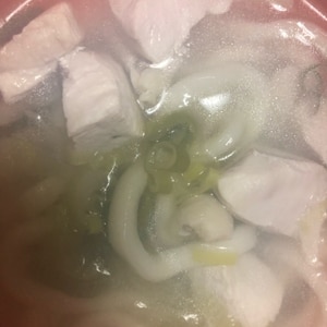 キャベツとしめじの鶏塩うどん